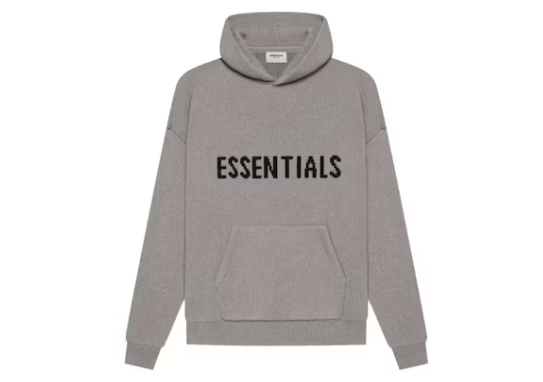 Fear of God Essentials Knit Pullover Hoodie Dark Heather Oatmeal Grijs