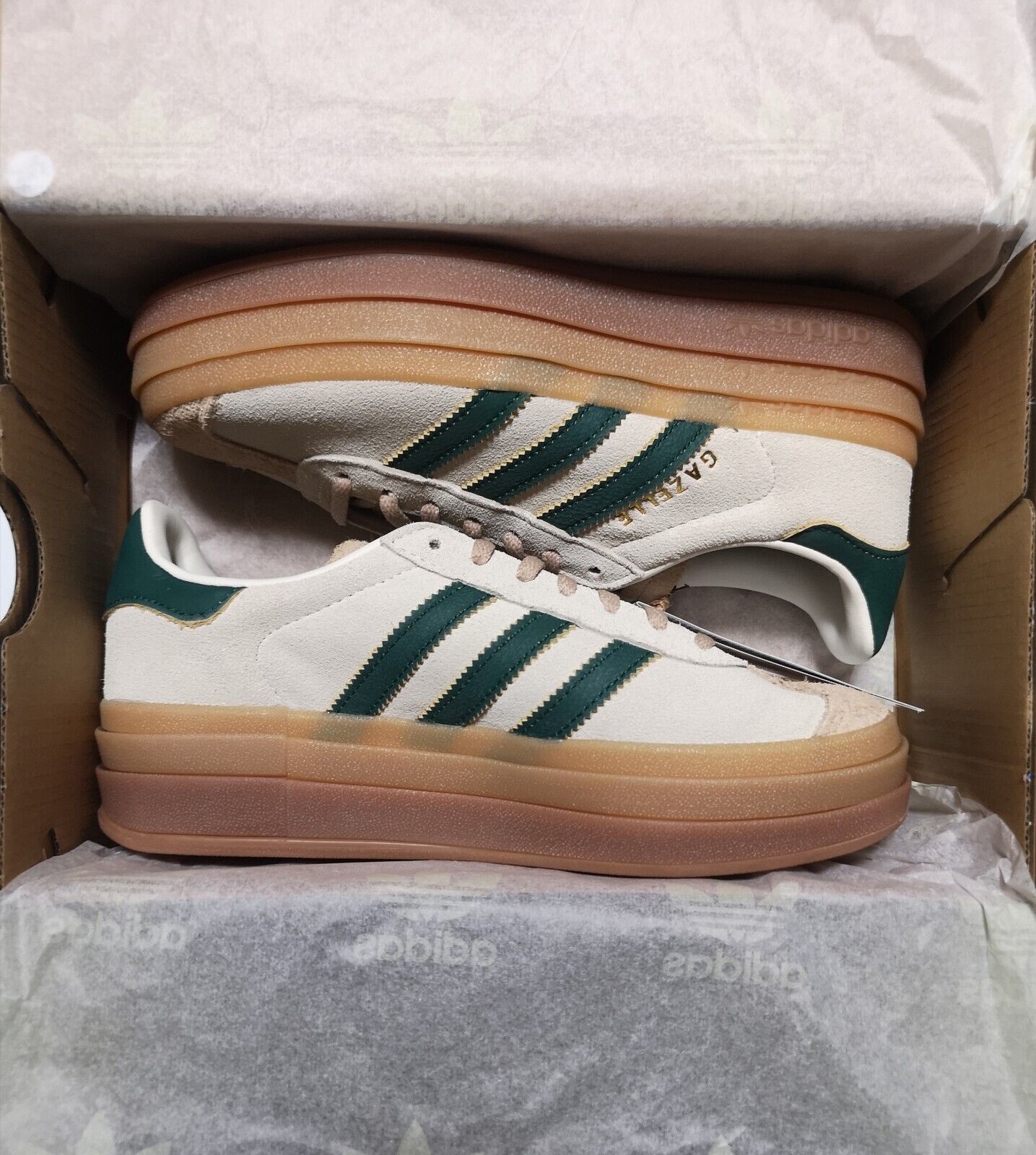 Adidas Gazelle Bold Magic Beige Collegiate Green